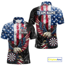 Load image into Gallery viewer, Smoking US Flag &amp; Eagle Dartboard Men Darts Polo Shirt Custom Patriotic Dart Team Jerseys NYN2511
