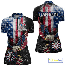 Load image into Gallery viewer, Smoking US Flag &amp; Eagle Dartboard Women Darts Quarter-Zip Shirt Custom Patriotic Dart Team Jerseys NYN2511