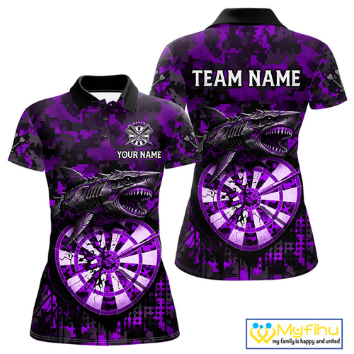 Custom Purple Digital Camo Dartboard Horror Shark Darts Polo Shirt For Women Dart Gifts NYN1967