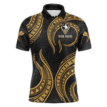 Load image into Gallery viewer, Black And Gold Tribal Human Play Dartboard Darts Polo Shirt Personalized Dart Jerseys For Men NYN2518
