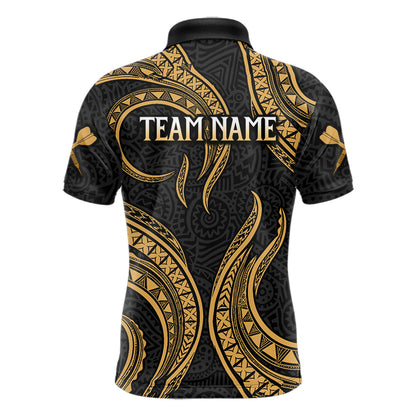 Black And Gold Tribal Human Play Dartboard Darts Polo Shirt Personalized Dart Jerseys For Men NYN2518