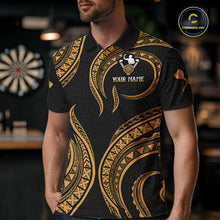 Load image into Gallery viewer, Black And Gold Tribal Human Play Dartboard Darts Polo Shirt Personalized Dart Jerseys For Men NYN2518