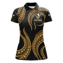 Load image into Gallery viewer, Black And Gold Tribal Human Play Dartboard Darts Polo Shirt Personalized Dart Jerseys For Women NYN2518
