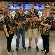 Load image into Gallery viewer, Black And Gold Tribal Human Play Dartboard Darts Polo Shirt Personalized Dart Jerseys For Women NYN2518
