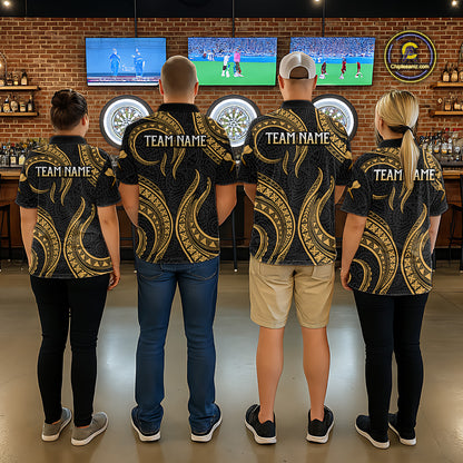 Black And Gold Tribal Human Play Dartboard Darts Polo Shirt Personalized Dart Jerseys For Men NYN2518