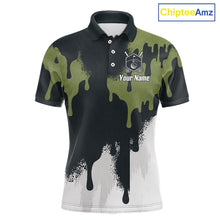 Load image into Gallery viewer, White, Green And Gray Dripping Golf Polo Shirts For Men Personalized Team Name Golf Clothes NYN3251