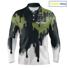 Load image into Gallery viewer, White, Green And Gray Dripping Golf Polo Shirts For Men Personalized Team Name Golf Clothes NYN3251