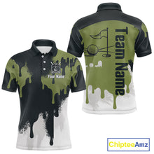 Load image into Gallery viewer, White, Green And Gray Dripping Golf Polo Shirts For Men Personalized Team Name Golf Clothes NYN3251