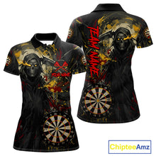 Load image into Gallery viewer, Custom Red Yellow Splatter Grim Reaper Men Darts Polo Shirt Cracked Dart Jerseys NYN1980