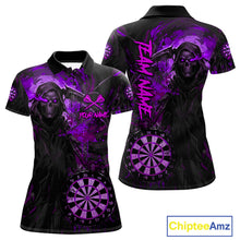 Load image into Gallery viewer, Custom Black Purple Splatter Grim Reaper Men Darts Polo Shirt Cracked Dart Jerseys NYN1981