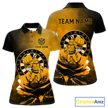 Load image into Gallery viewer, Custom Rose &amp; Bee Grunge Dartboard Grunge Darts Polo Shirts For Women Funny Dart Jerseys NYN2221