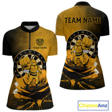 Load image into Gallery viewer, Custom Rose &amp; Bee Grunge Dartboard Grunge Darts Quarter-Zip Shirts For Women Funny Dart Jerseys NYN2221