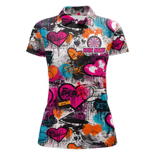Load image into Gallery viewer, Colorful Heart Graffiti Dartboard Women Darts Polo Shirt Custom Couple Dart Valentine Jerseys NYN2528