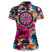 Load image into Gallery viewer, Colorful Heart Graffiti Dartboard Women Darts Polo Shirt Custom Couple Dart Valentine Jerseys NYN2528
