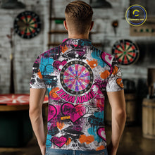 Load image into Gallery viewer, Colorful Heart Graffiti Dartboard Men Darts Polo Shirt Custom Couple Dart Valentine Jerseys NYN2528