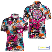 Load image into Gallery viewer, Colorful Heart Graffiti Dartboard Men Darts Polo Shirt Custom Couple Dart Valentine Jerseys NYN2528