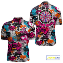 Load image into Gallery viewer, Colorful Heart Graffiti Dartboard Men Darts Quarter-zip Shirt Custom Couple Dart Valentine Jerseys NYN2528