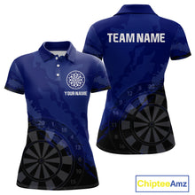 Load image into Gallery viewer, Women’s Custom Darts Team Shirt With Navy Pattern &amp; Black Dartboard, Darts Jersey NYN0319
