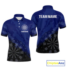 Load image into Gallery viewer, Men’s Custom Darts Team Shirt With Navy Pattern &amp; Black Dartboard, Darts Jersey NYN0319