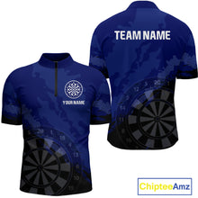 Load image into Gallery viewer, Men’s Custom Darts Team Shirt With Navy Pattern &amp; Black Dartboard, Darts Jersey NYN0319