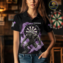 Load image into Gallery viewer, Purple Smokes Horror Wolf Grunge Dartboard Custom Darts Polo Shirt For Women Dart Gifts NYN1998