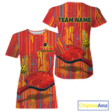 Load image into Gallery viewer, Custom Dripping Pickleball Paddle &amp; Ball Jerseys Women Splashed Colorful Pickleball Shirt NYN2223