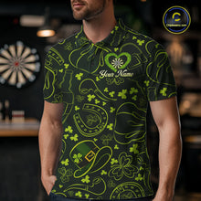 Load image into Gallery viewer, Heart Shamrock Dartboard St Patrick's Day Men Darts Polo Shirt Custom Darts Couple Jersey NYN2530