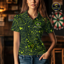 Load image into Gallery viewer, Heart Shamrock Dartboard St Patrick's Day Women Darts Polo Shirt Custom Darts Couple Jersey NYN2530