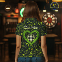 Load image into Gallery viewer, Heart Shamrock Dartboard St Patrick's Day Women Darts Polo Shirt Custom Darts Couple Jersey NYN2530
