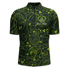 Load image into Gallery viewer, Heart Shamrock Dartboard St Patrick's Day Men Darts Quarter-Zip Shirt Custom Darts Couple Jersey NYN2530