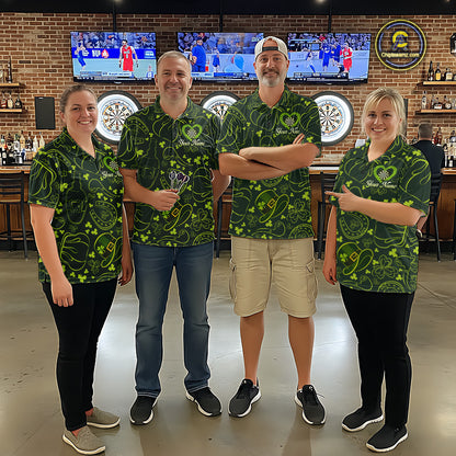 Heart Shamrock Dartboard St Patrick's Day Men Darts Polo Shirt Custom Darts Couple Jersey NYN2530