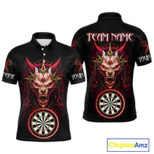 Load image into Gallery viewer, Red Vicious Wolf Ruler Dartboard Darts Shirt For Men - Custom Name &amp; Team Jersey NYN0582