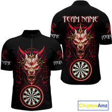 Load image into Gallery viewer, Red Vicious Wolf Ruler Dartboard Darts Shirt For Men - Custom Name &amp; Team Jersey NYN0582