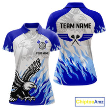 Load image into Gallery viewer, Women's Custom Darts Shirt - Eagle With Wings Dart Arrow &amp; Blue Flaming Pattern NYN0332