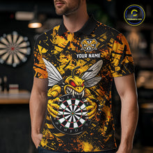 Load image into Gallery viewer, Yellow Black Grunge Bee Darts Shirt Custom Name Darts Shirts For Men Funny Darts Team Jerseys NYN2898
