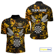 Load image into Gallery viewer, Yellow Black Grunge Bee Darts Shirt Custom Name Darts Shirts For Men Funny Darts Team Jerseys NYN2898