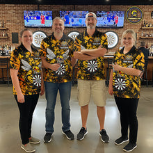 Load image into Gallery viewer, Yellow Black Grunge Bee Darts Shirt Custom Name Darts Shirts For Men Funny Darts Team Jerseys NYN2898