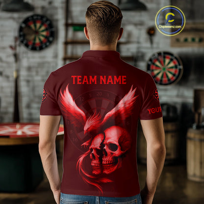 Darts Shirt For Men Personalized Eagle Skull Dartboard Dart Team Jerseys | Red NYN1154