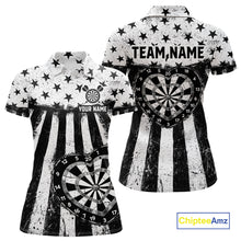 Load image into Gallery viewer, Black White Heart Broken Dartboard Women Darts Valentine Shirt Custom Dart Polo Couple Gifts NYN2543
