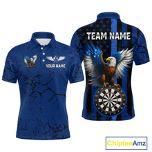 Load image into Gallery viewer, US Flag Eagle Dartboard Grunge Blue Darts Shirt For Men - Custom Name &amp; Team Jersey NYN0609