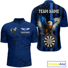 Load image into Gallery viewer, US Flag Eagle Dartboard Grunge Blue Darts Shirt For Men - Custom Name &amp; Team Jersey NYN0609