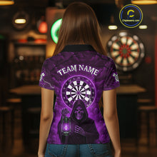 Load image into Gallery viewer, Purple Neon Grim Reaper Lightning Skull Darts League Shirt Custom Skull Women Darts Jersey NYN2038
