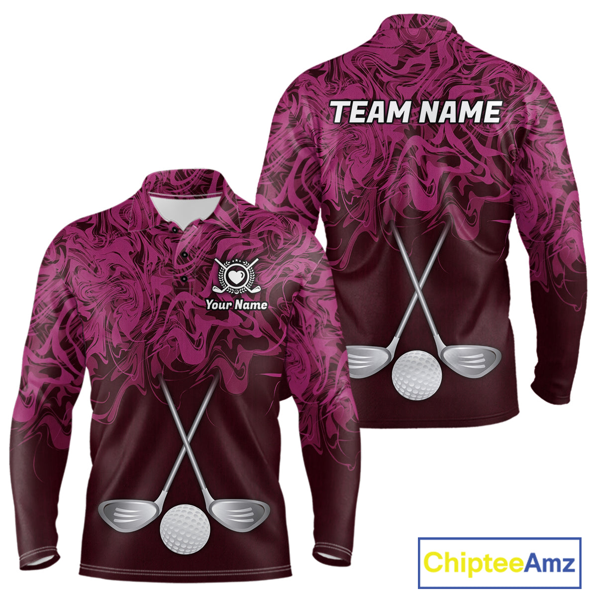 Mens Golf Clothing Pink Fluid Pattern Golf Polo Shirt Custom White Golf Clubs Ball Golf Upf Shirts NYN2935