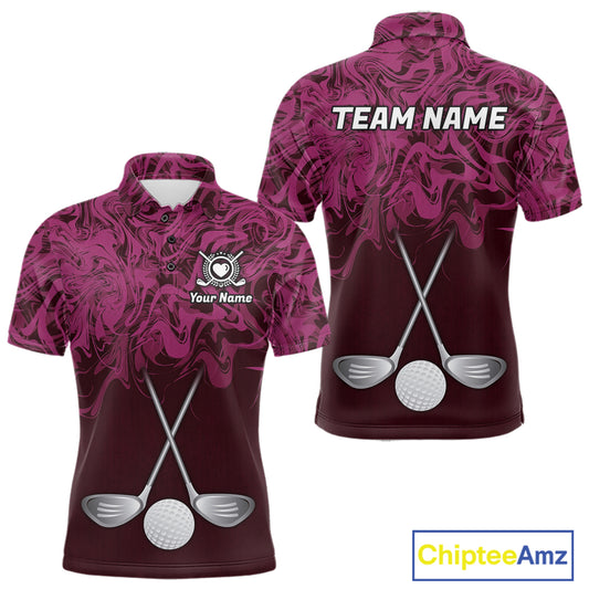 Mens Golf Clothing Pink Fluid Pattern Golf Polo Shirt Custom White Golf Clubs Ball Golf Upf Shirts NYN2935