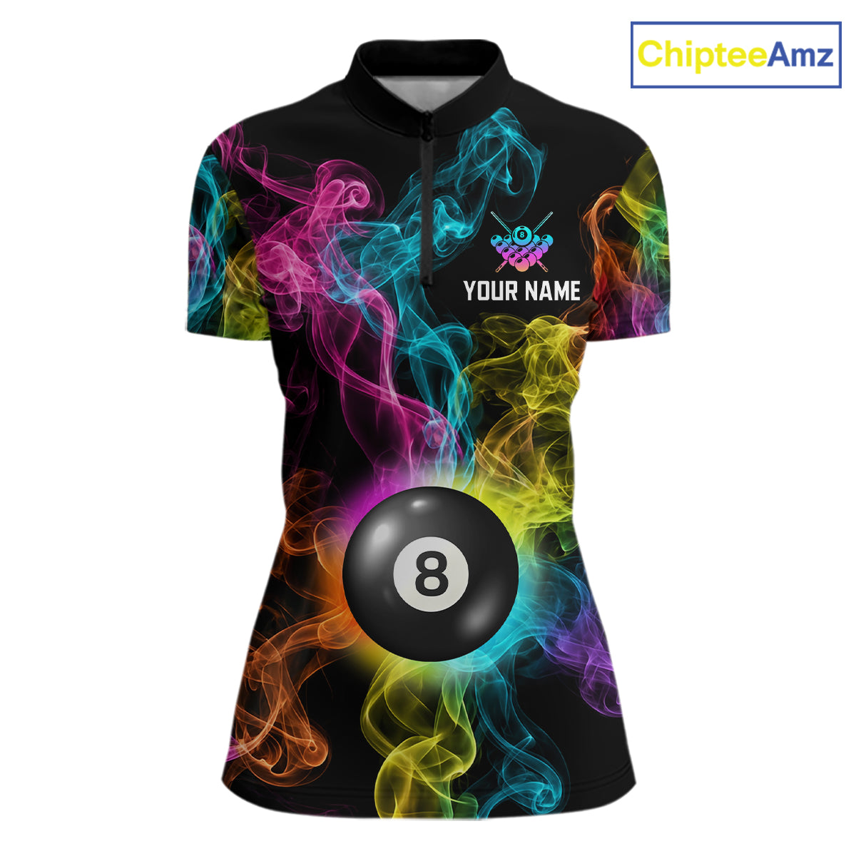 Personalized Colorful Smoke 8 Ball Pool Billiard Shirt For Women Custom Billiard Rack Team Jersey NYN3142