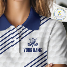 Load image into Gallery viewer, Patriotic Womens Golf Polo Shirts Custom American Flag Golf Apparel America Golf Shirt | Blue NYN3326