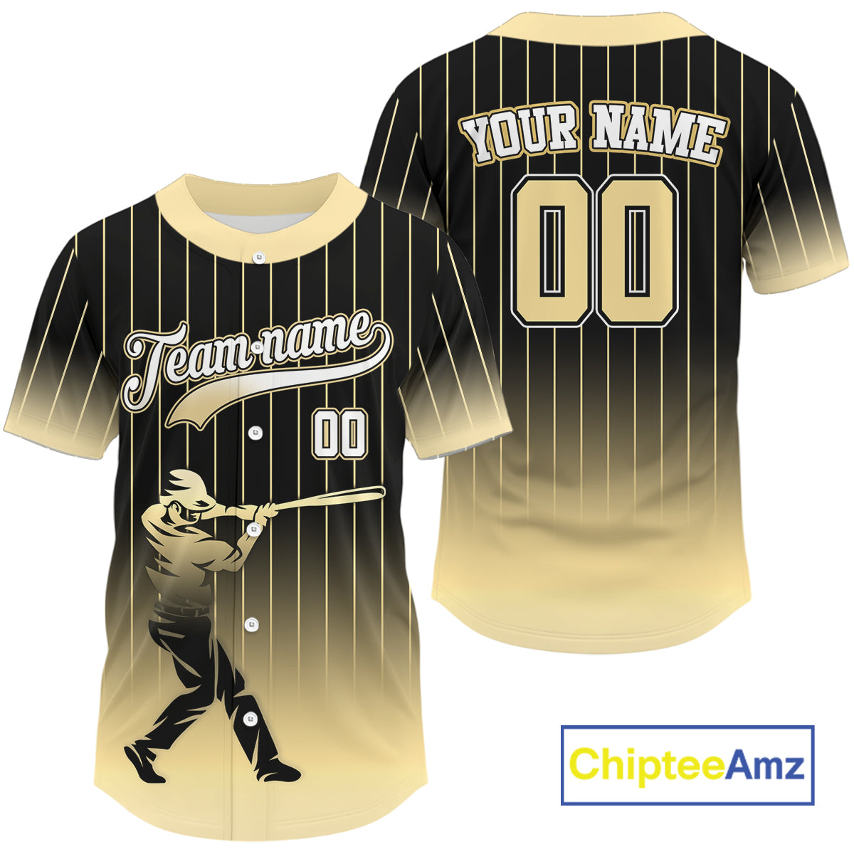 Yellow And Black Classic Baseball Jersey Custom Pinstripe Baseball Jersey For Men NYN0815