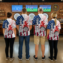 Load image into Gallery viewer, Red Flaming Dartboard Custom US Flag Smoke Women Dart Polo &amp; 1/4-Zip Shirt Gifts For Dart Players NYN3340