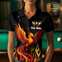 Load image into Gallery viewer, Flaming Phoenix Billiard League Shirts For Women Custom Wings 8 Ball Billiard Pool Jerseys NYN2309