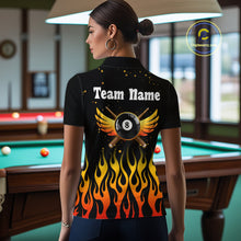 Load image into Gallery viewer, Flaming Phoenix Billiard League Shirts For Women Custom Wings 8 Ball Billiard Pool Jerseys NYN2309